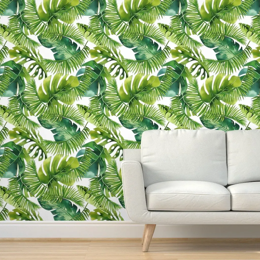Monstera & Palm Leaf Peel and Stick Wallpaper - Green product