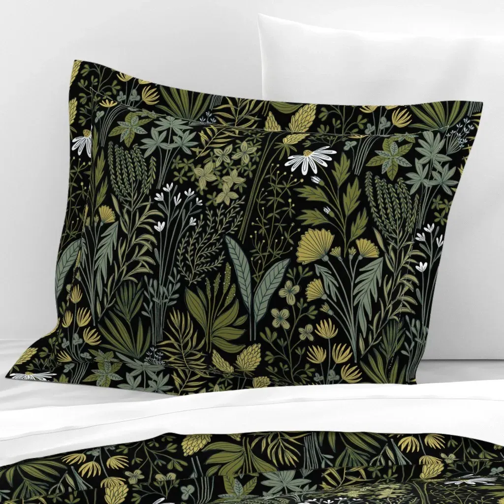 Montague Standard Flanged Cushion Cover - Dark Olive Green, Cotton Sateen product