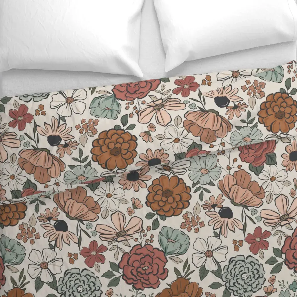 Montana Cowgirl Chic Floral Duvet Cover - Terracotta alternate view