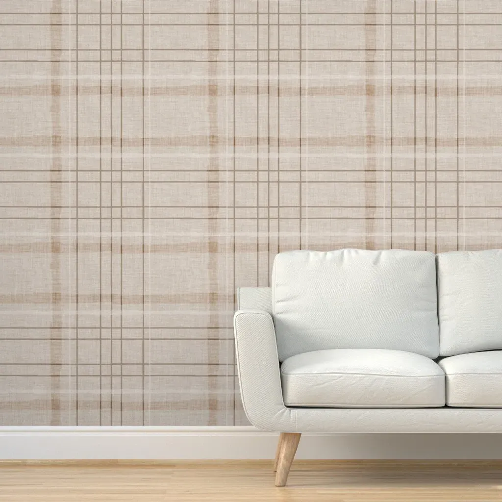 Montana Neutral Plaid Large Peel and Stick Wallpaper - Beige product