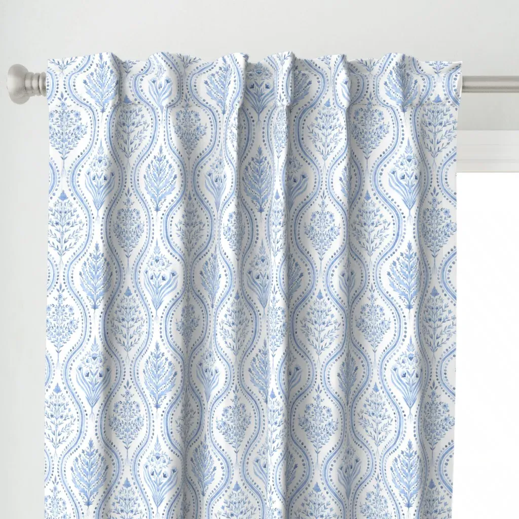 Monticello Cobalt Blue Curtain Panel - Light Blue alternate view