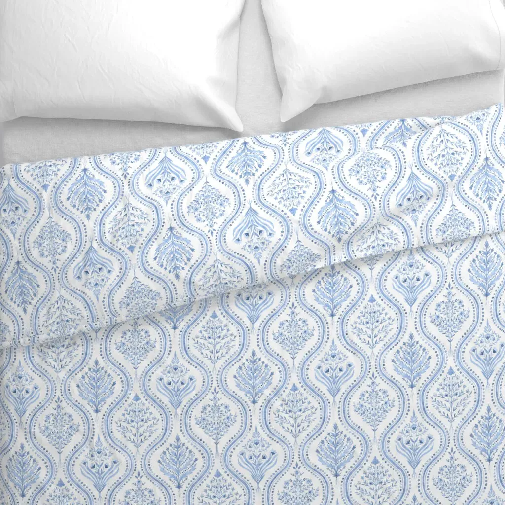 Monticello Cobalt Duvet Cover - Light Blue alternate view