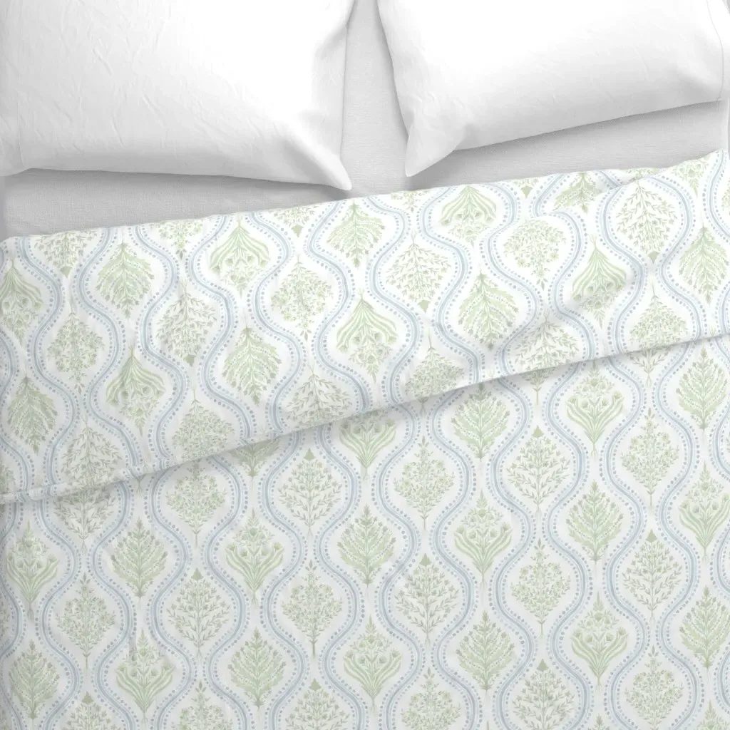 Monticello Cornflower Duvet Cover - Light Green alternate view