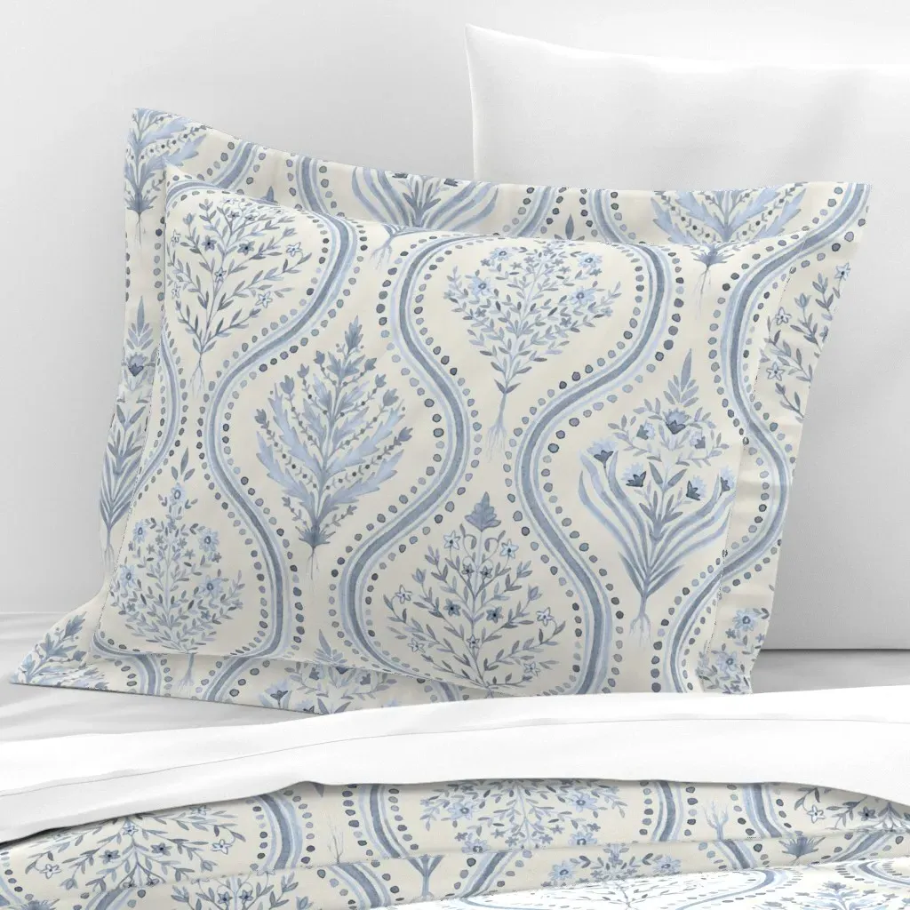 Monticello Standard Flanged Pillow Sham - Light Blue, Cotton Sateen product