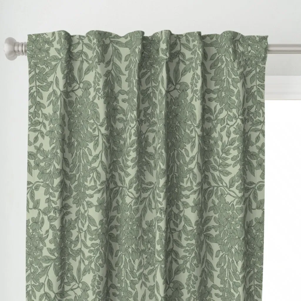 Moody Blooms Curtain Panel - Sage Green alternate view