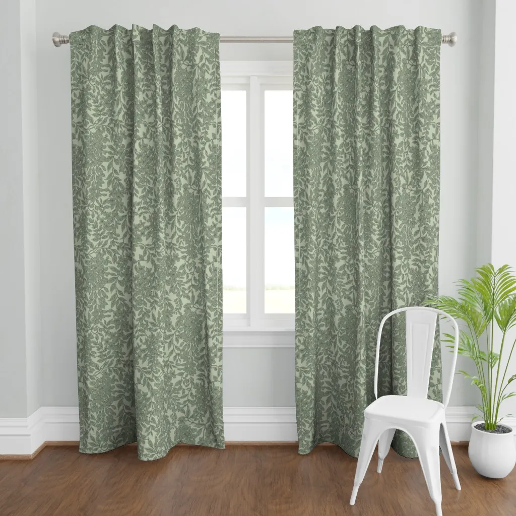 Moody Blooms Curtain Panel - Sage Green product