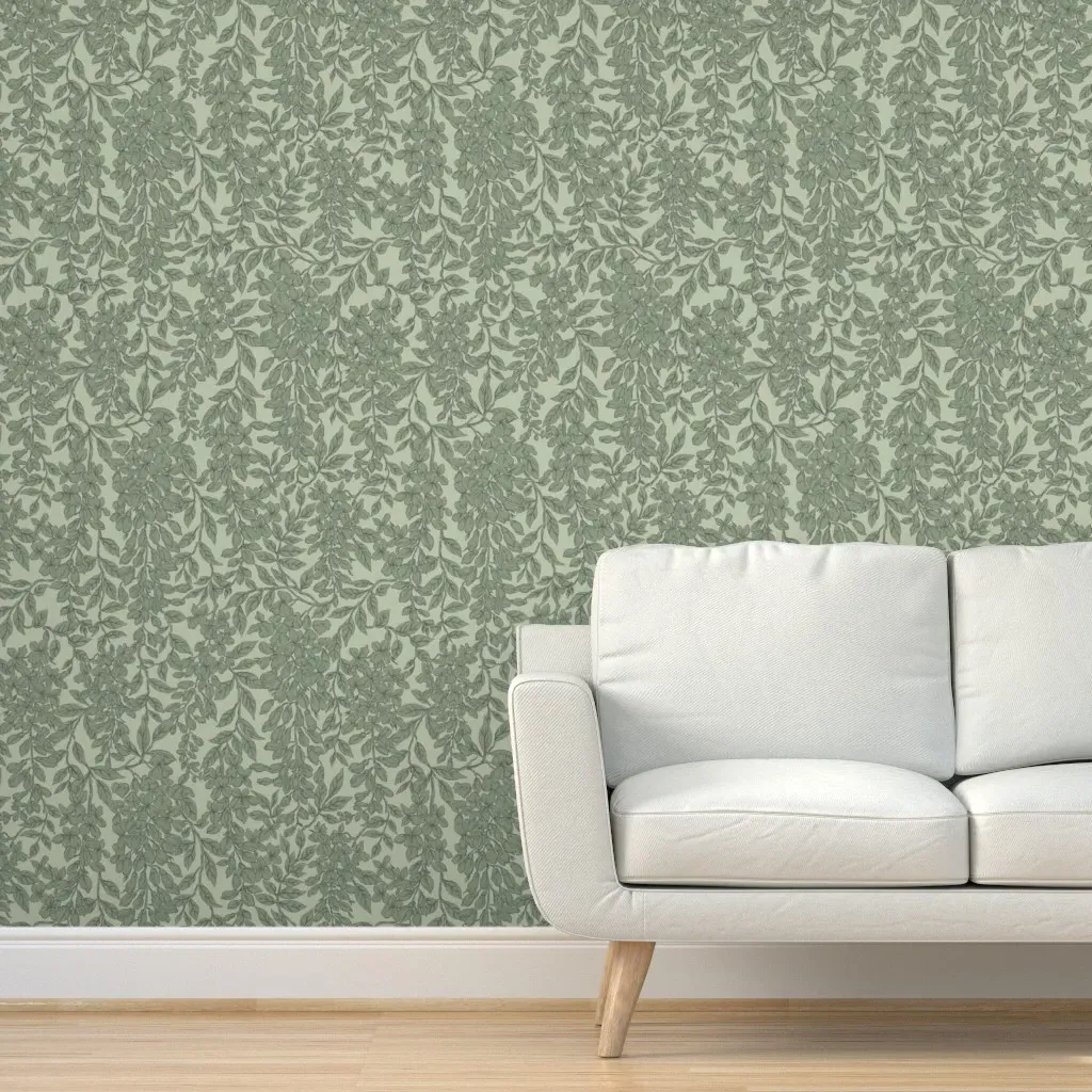 Moody Blooms Large Scale Peel and Stick Wallpaper - Sage Green product