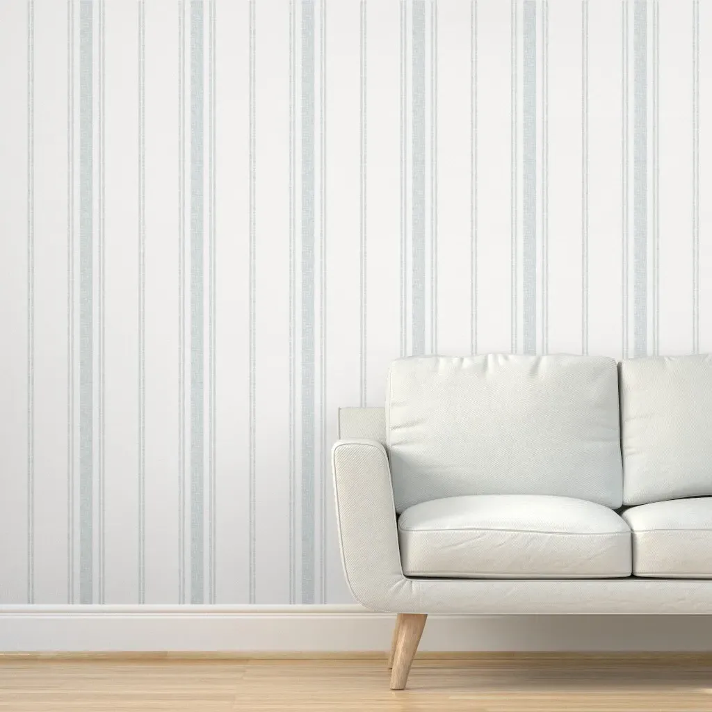 Moody Blue Basic Stripe Linen Texture Peel and Stick Wallpaper - Blue product
