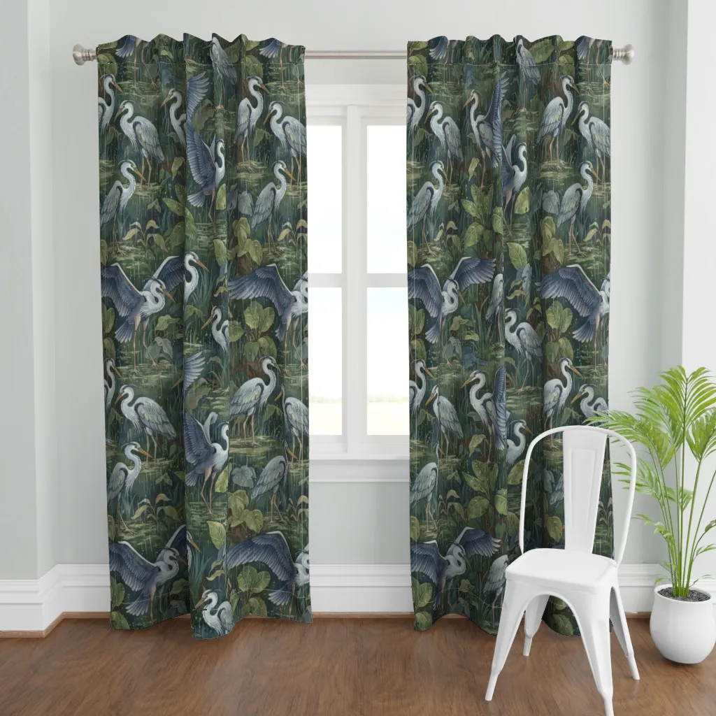 Moody Blue Heron Rain Curtain Panel - Gray product