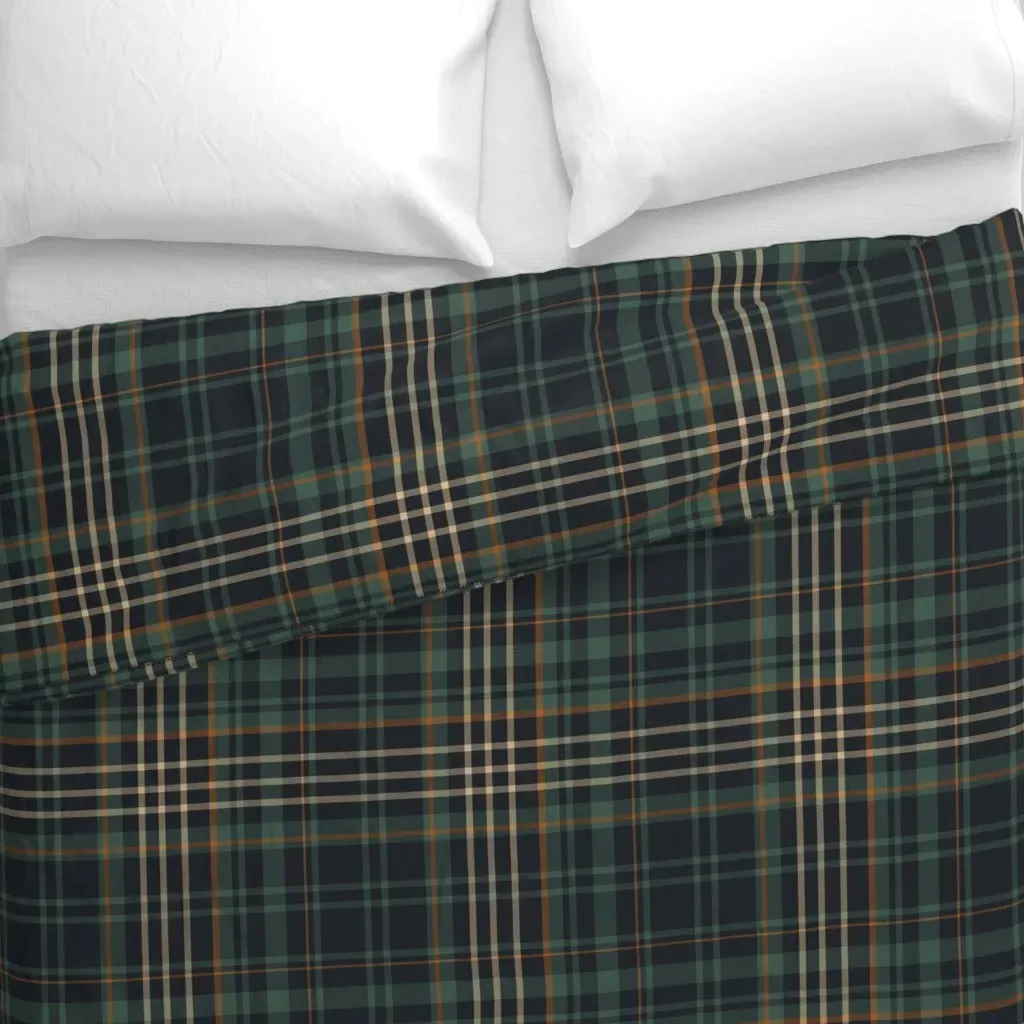 Moody Dark Green Plaid Duvet Cover - Green alternate view