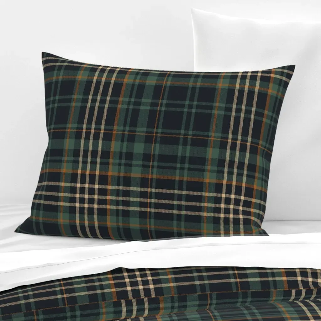 Moody Dark Green Plaid Standard Knife Edge Pillow - Green, Cotton Sateen product