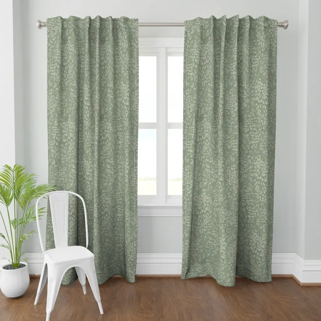 Moody Floral Curtain Panel - Sage Green product