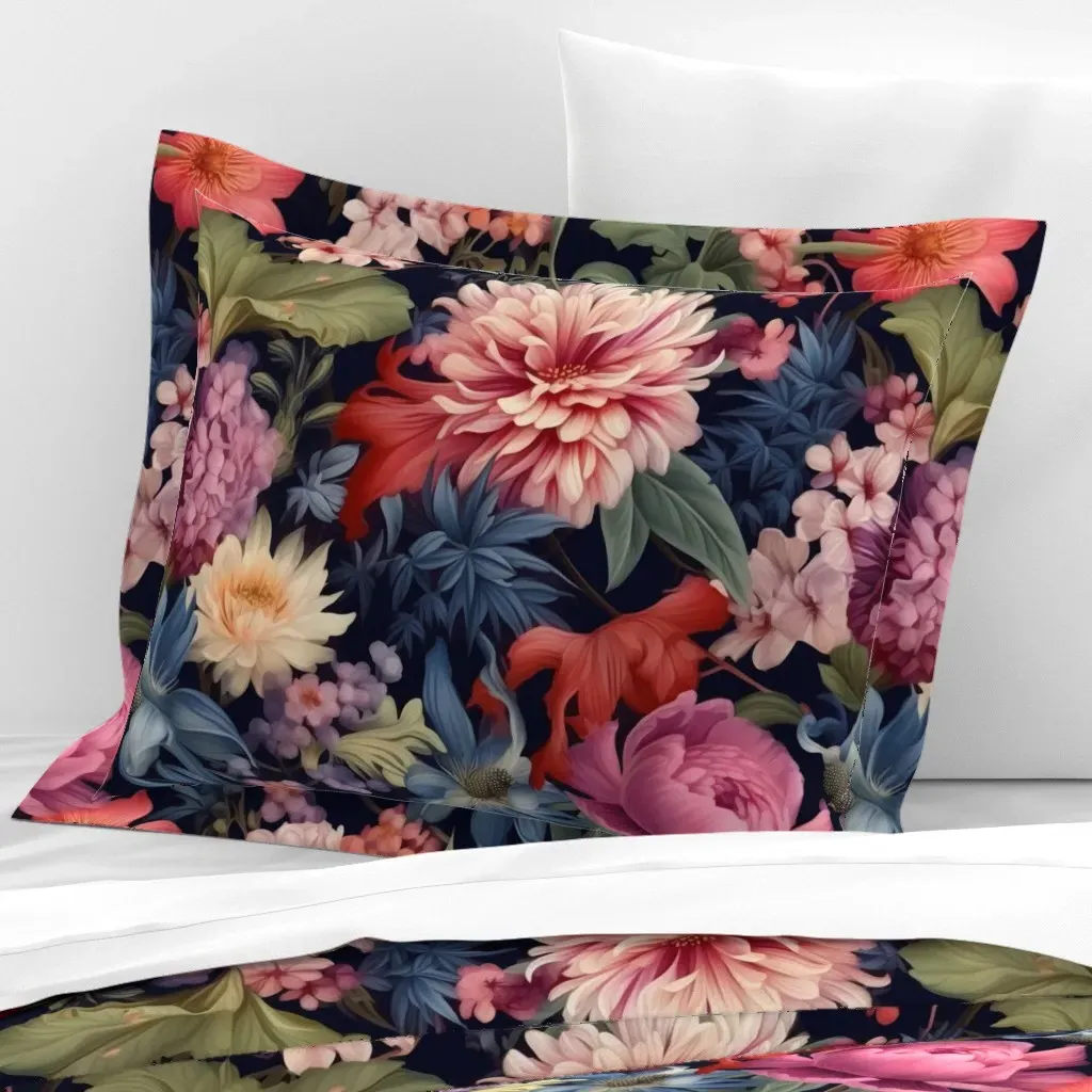 Moody Floral Standard Flanged Pillowcase - Pink, Cotton Sateen product