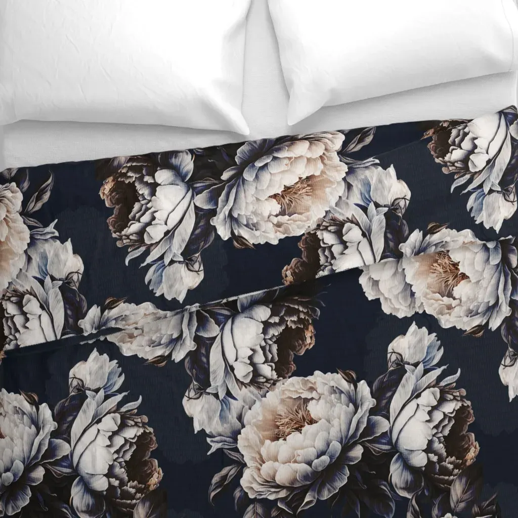 Moody Large Peonies Duvet Cover - Off-White alternate view