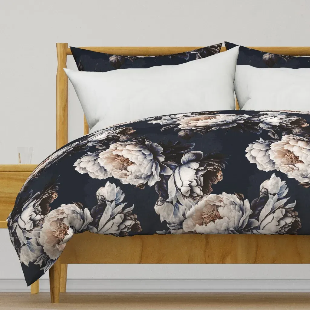 Moody Large Peonies Duvet Cover - Off-White product