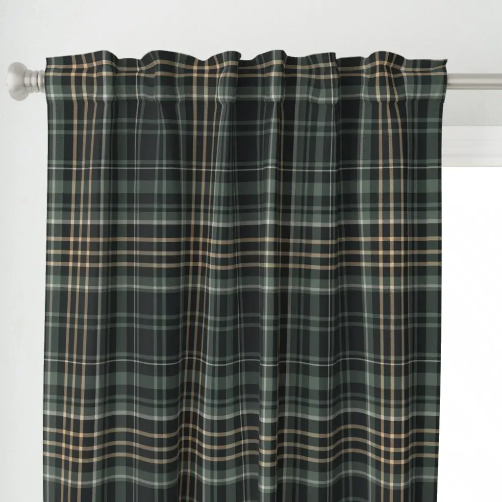 Moody Plaid Curtain Panel - Dark Green alternate view