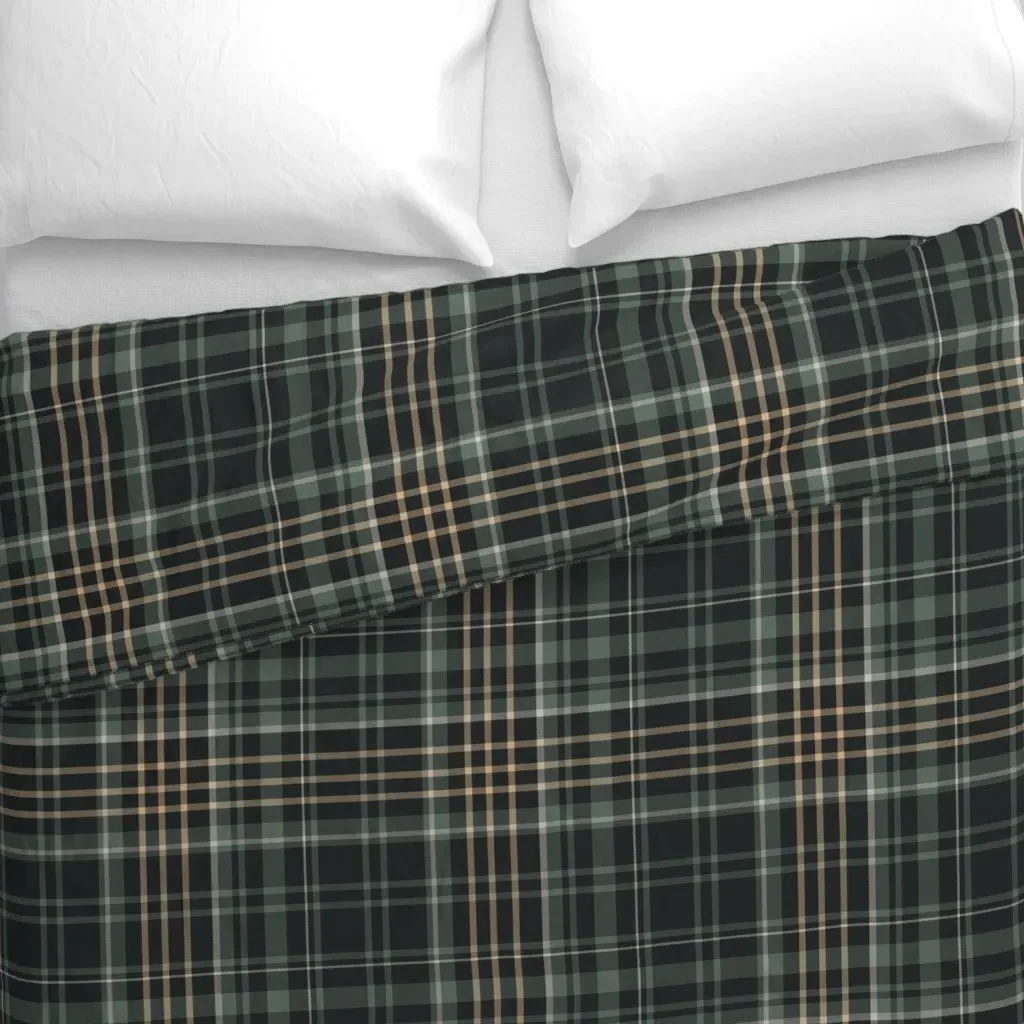 Moody Plaid Duvet Cover - Dark Green alternate view