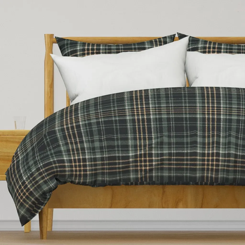 Moody Plaid Duvet Cover - Dark Green product