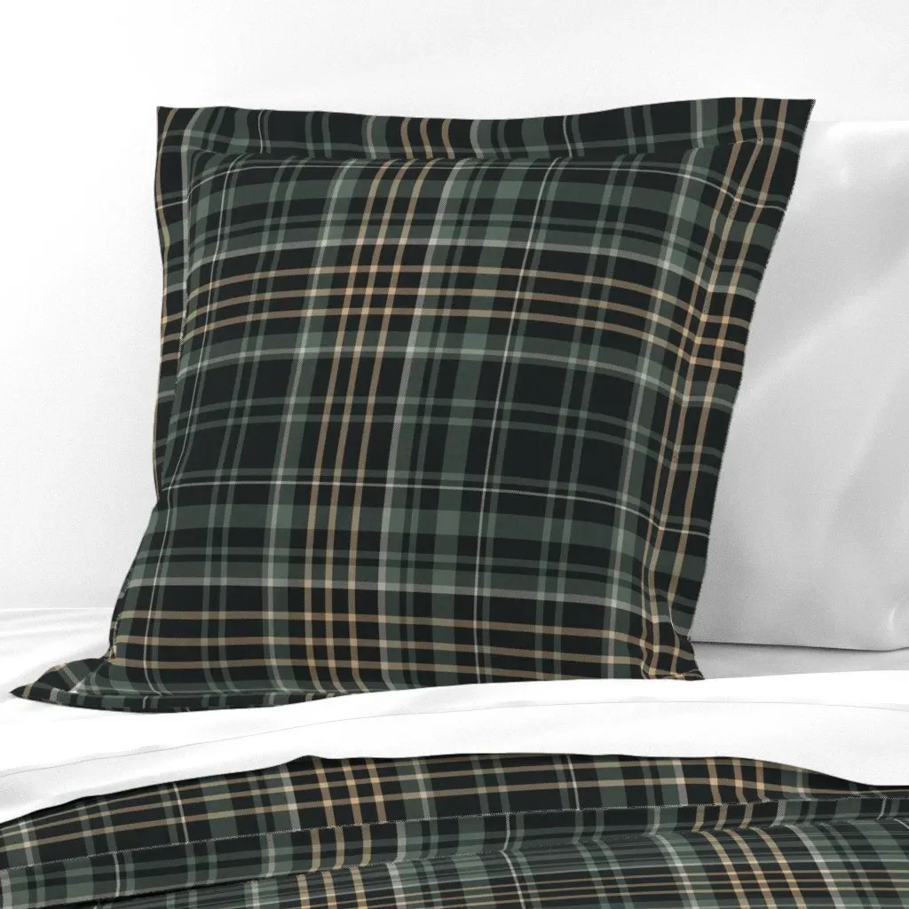 Moody Plaid Euro Pillow Sham - Dark Green product