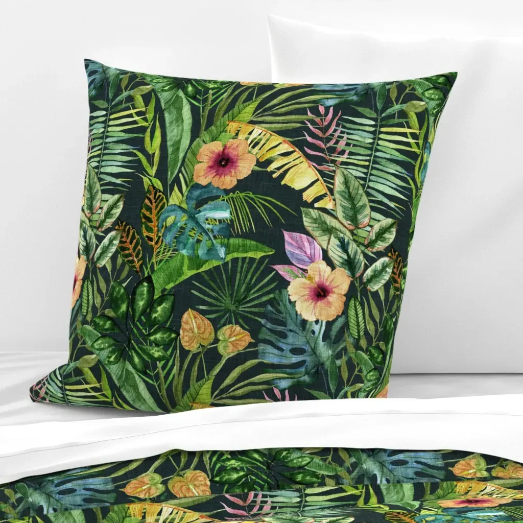 Moody Tropical Garden Euro Pillow Sham - Dark Teal product