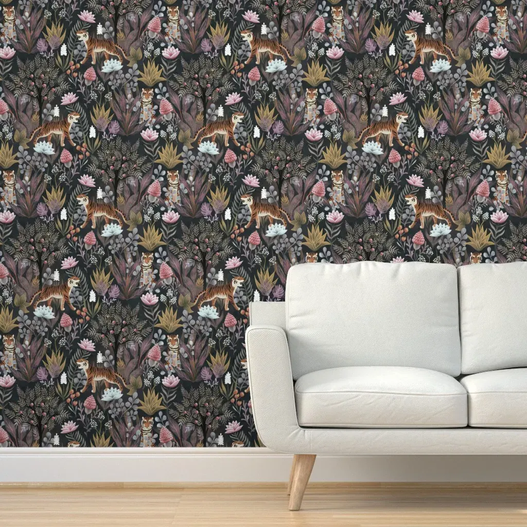 Moodyjungle Peel and Stick Wallpaper - Gray, Purple, Pink product