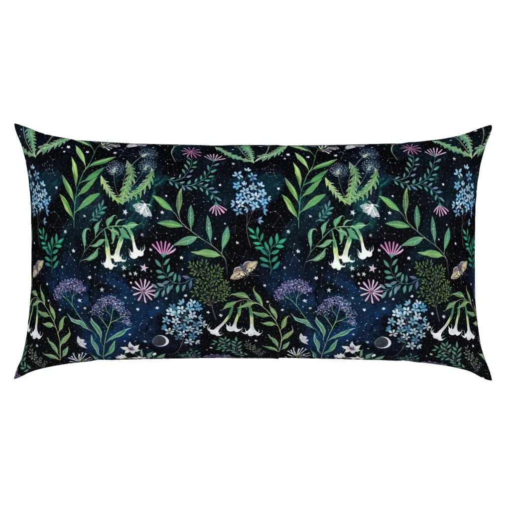 Moon Garden Night Blooms Constellation King Pillow Sham - Dark Teal product