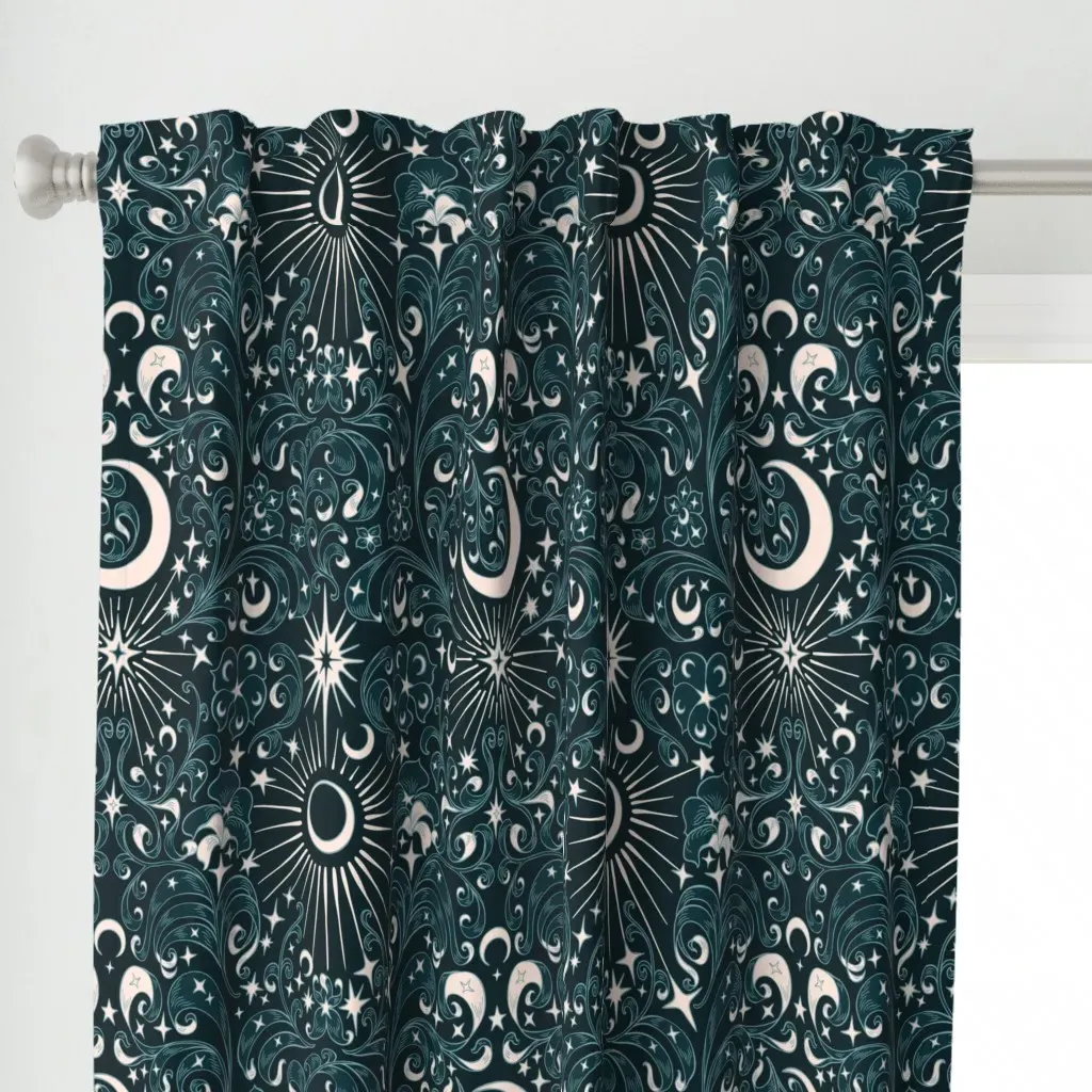 Moon Star Damask Curtain Panel alternate view