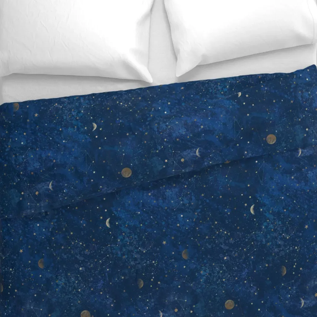 Moon & Stars Constellations Duvet Cover - Navy Blue alternate view