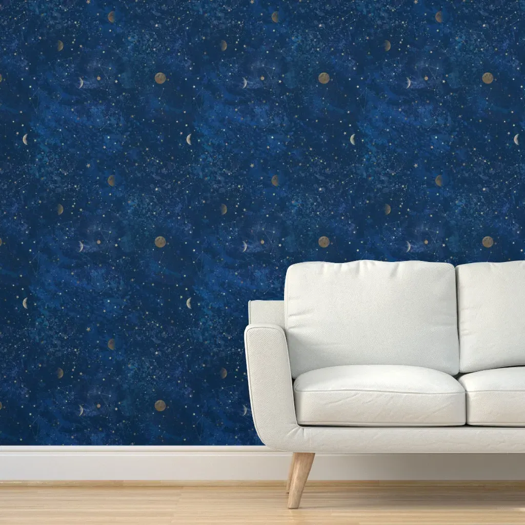 Moon & Stars Constellations Galaxy Peel and Stick Wallpaper - Navy Blue product