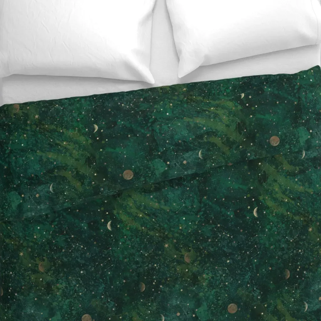 Moon & Stars Duvet Cover - Dark Green alternate view