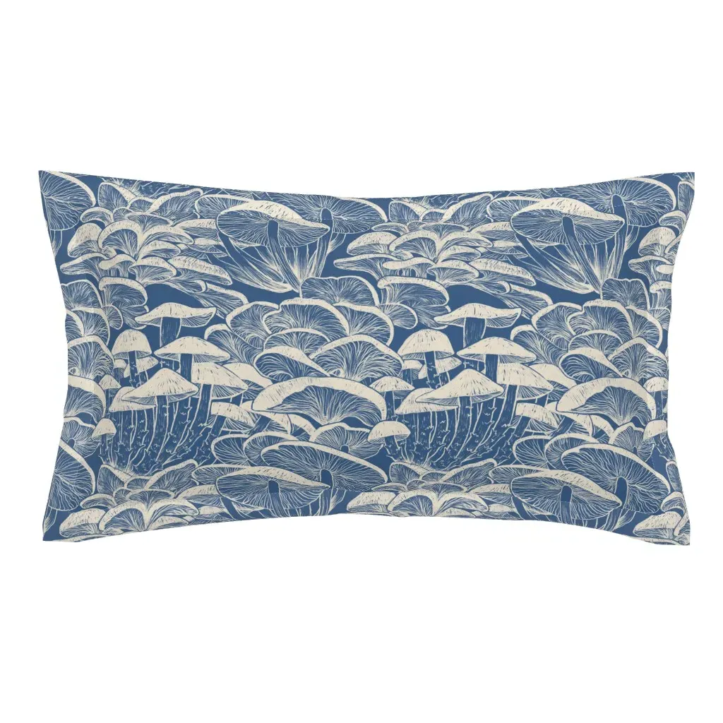 Moonglow Mushrooms Botanical King Pillow Sham - Dark Blue product