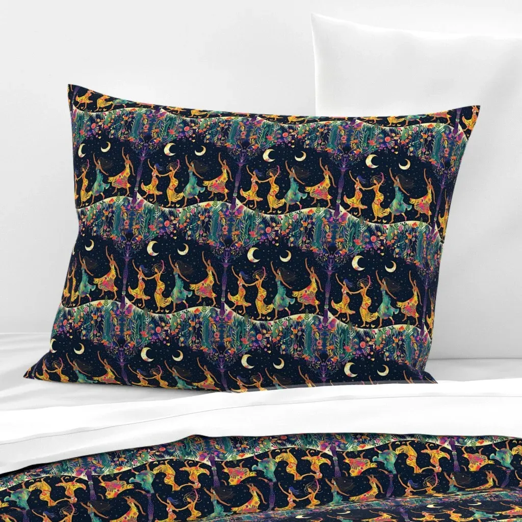Moonlight Dancers Standard Knife Edge Cushion Cover - Gold, Cotton Sateen product