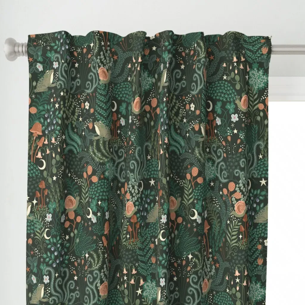 Moonlit Mosses Curtain Panel - Dark Green alternate view