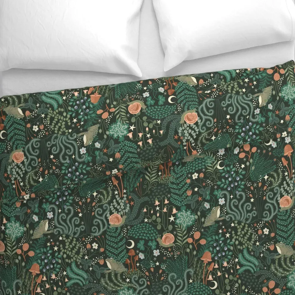 Moonlit Mosses Duvet Cover - Dark Green alternate view