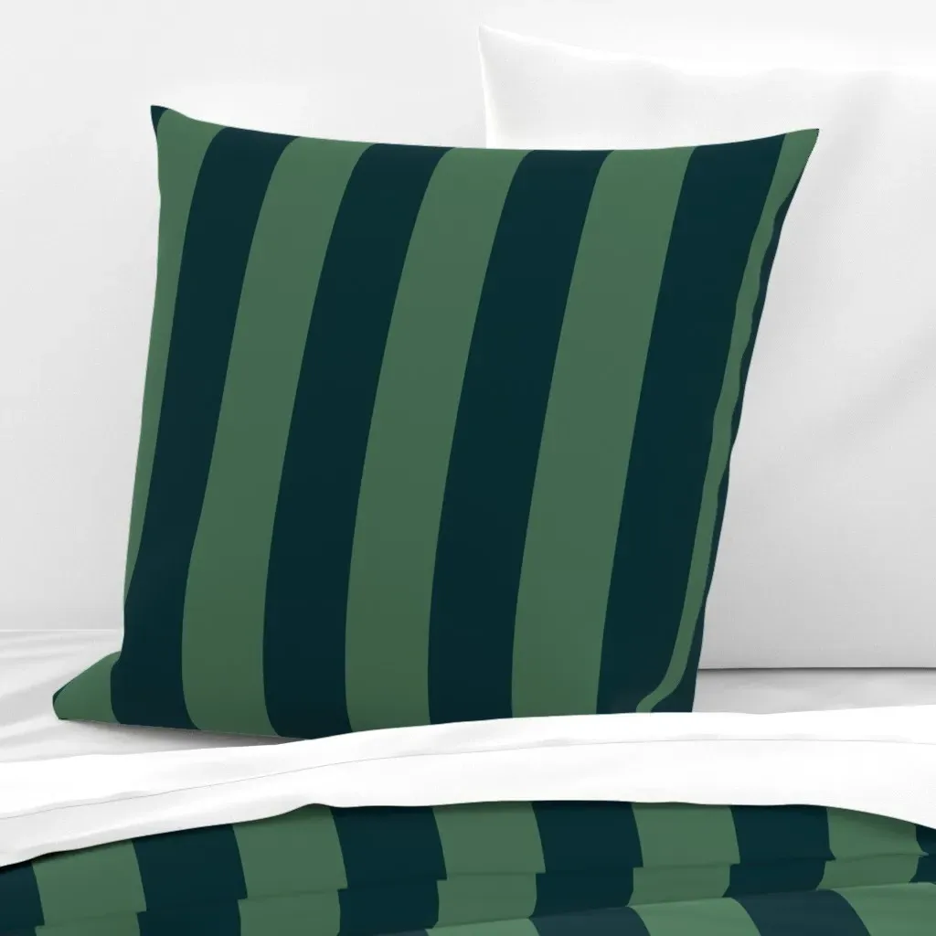 Mooody And Fern Green Extra Wide Stripes Euro Pillow Sham - Dark Teal product