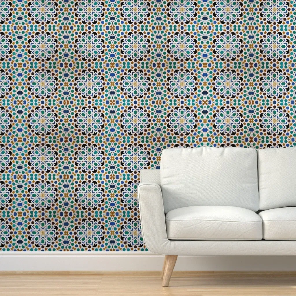 Moorish Tile Peel and Stick Wallpaper - Teal product