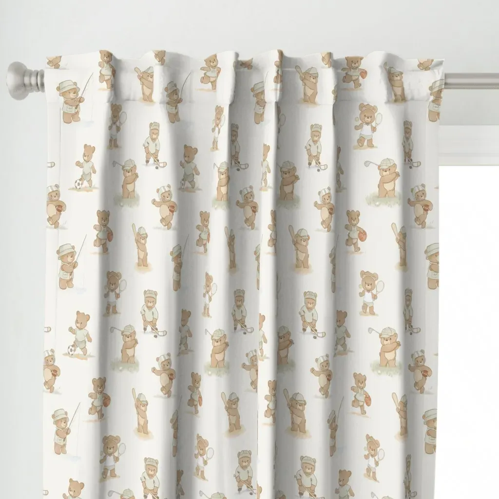 More Sports Teddy Bears Curtain Panel - Beige alternate view