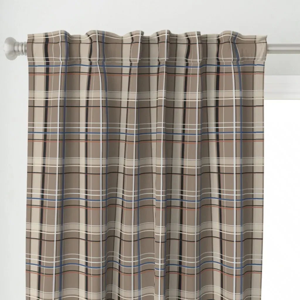 Morel Plaid Blue Curtain Panel - Taupe alternate view