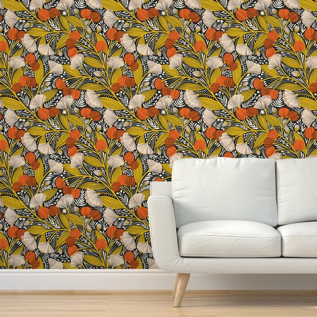 Morello Peel and Stick Wallpaper - Red, Gold product
