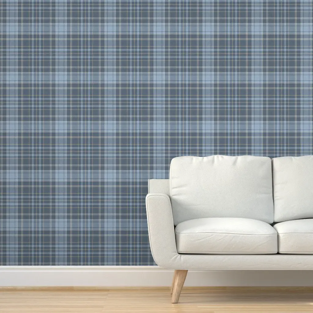 Morgan Tartan Plaid Peel and Stick Wallpaper - Blue, Gold product