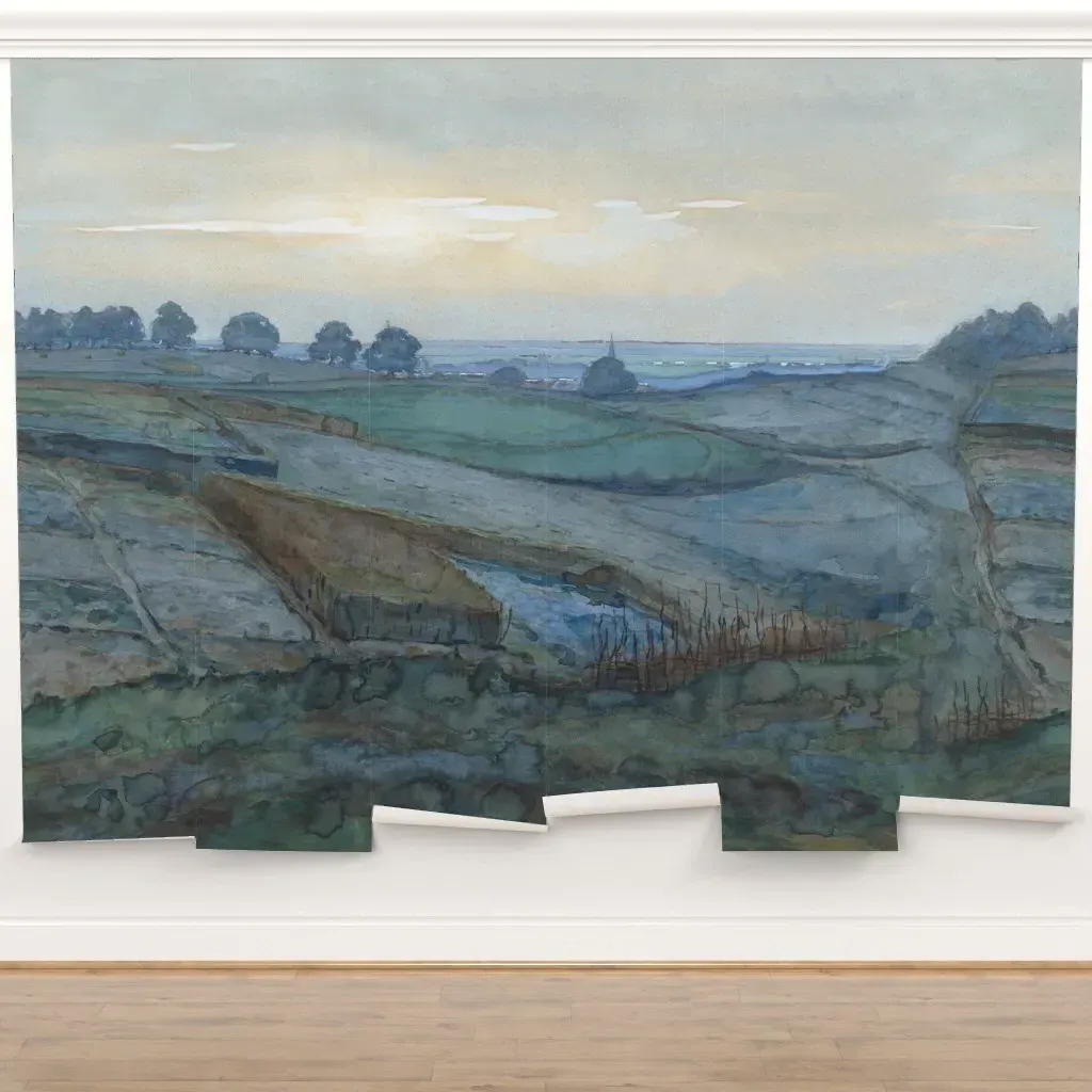 Morning Fields At Dawn Peel and Stick Wall Mural - Watercolor product