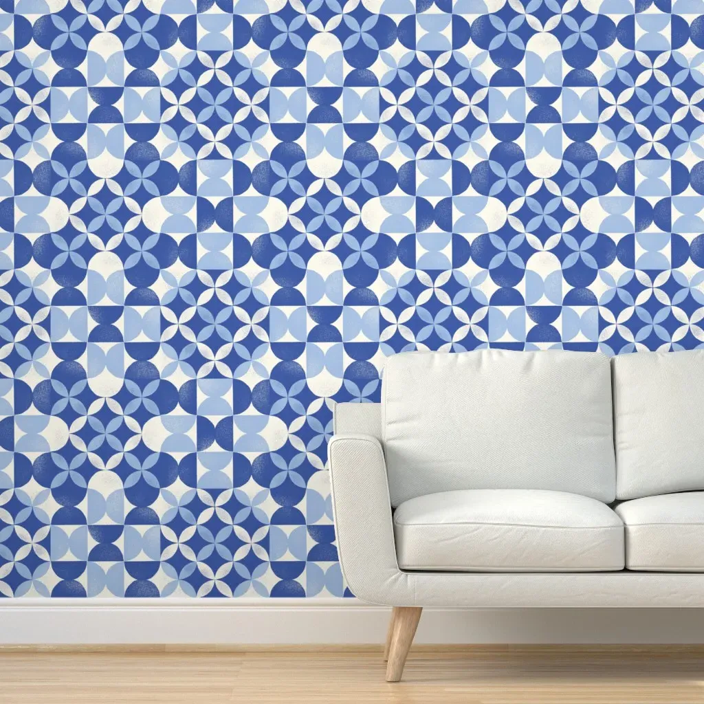 Moroccan Geometric Peel and Stick Wallpaper - Dark Blue product