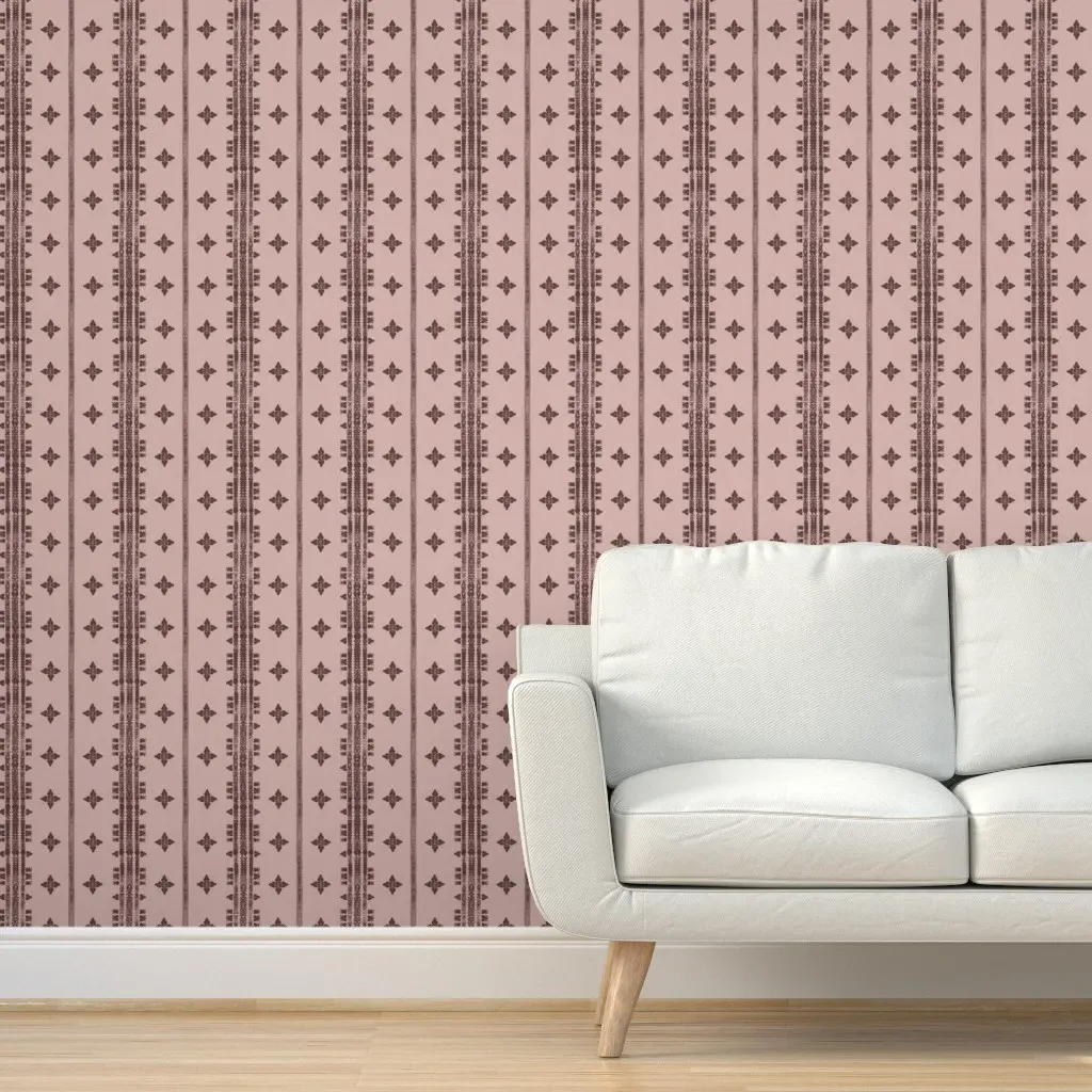 Moroccan Stripe Peel and Stick Wallpaper - Dusty Rose product