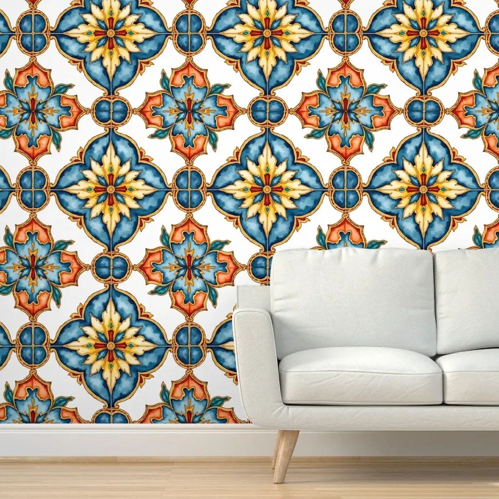 Moroccan Tiles Peel and Stick Wallpaper - Blue product