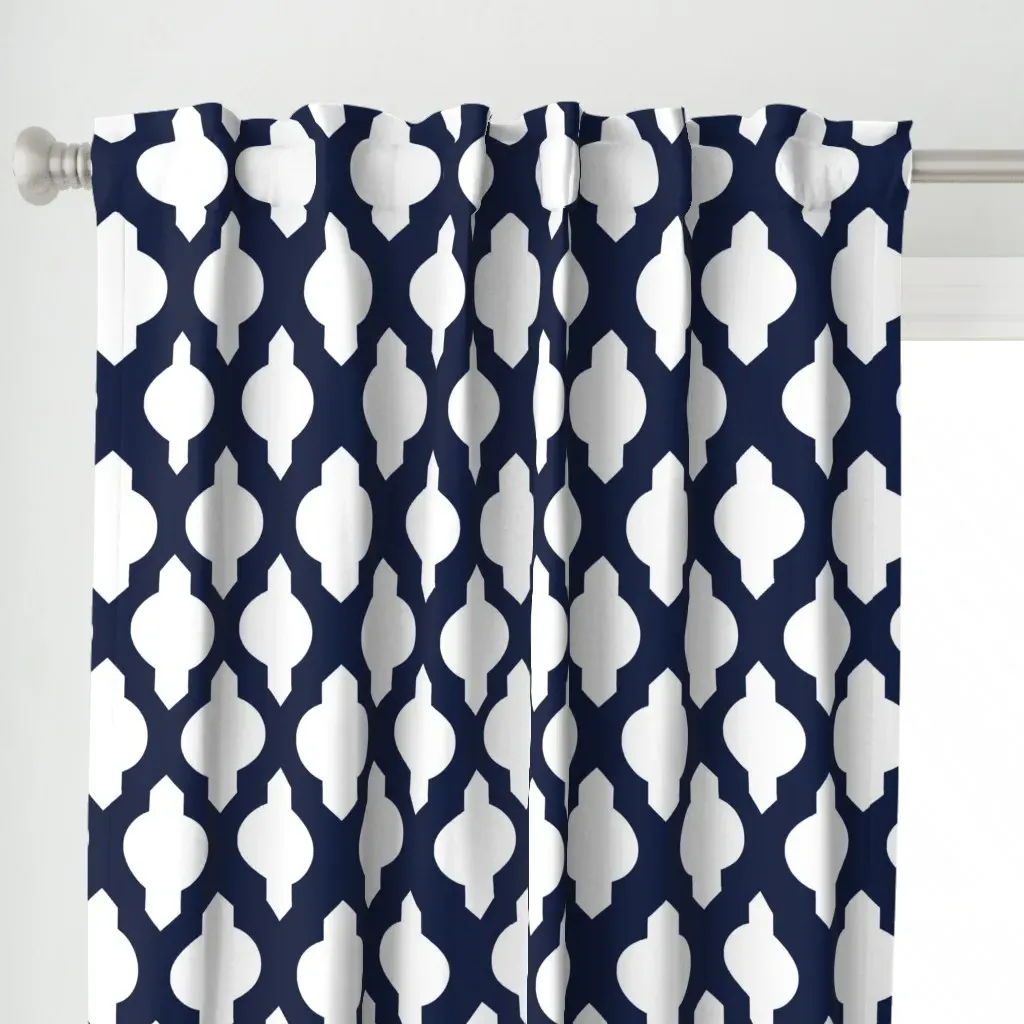 Moroccan Trellis Curtain Panel - Navy Blue alternate view