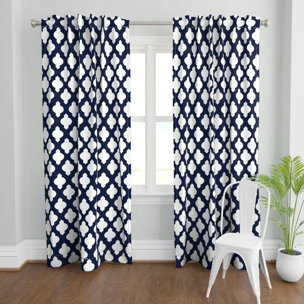 Moroccan Trellis Curtain Panel - Navy Blue product