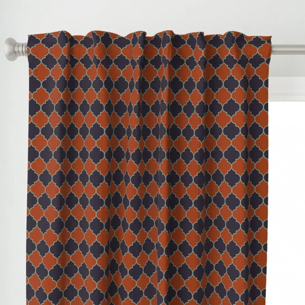 Moroccan Trellis Retro Curtain Panel - Burnt Orange alternate view