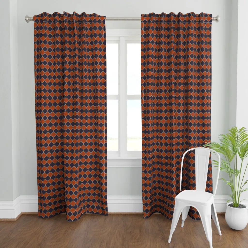 Moroccan Trellis Retro Curtain Panel - Burnt Orange product