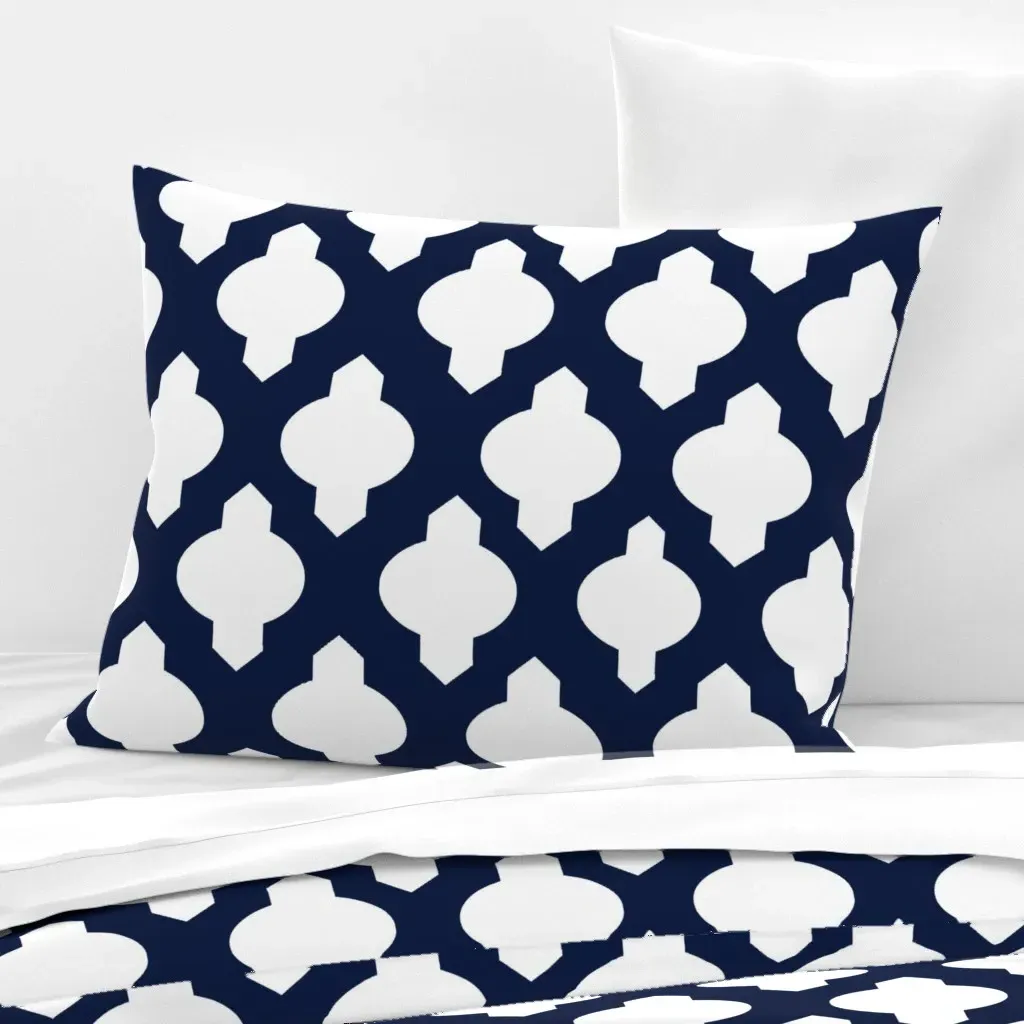 Moroccan Trellis Standard Knife Edge Pillow - Navy Blue, Cotton Sateen product