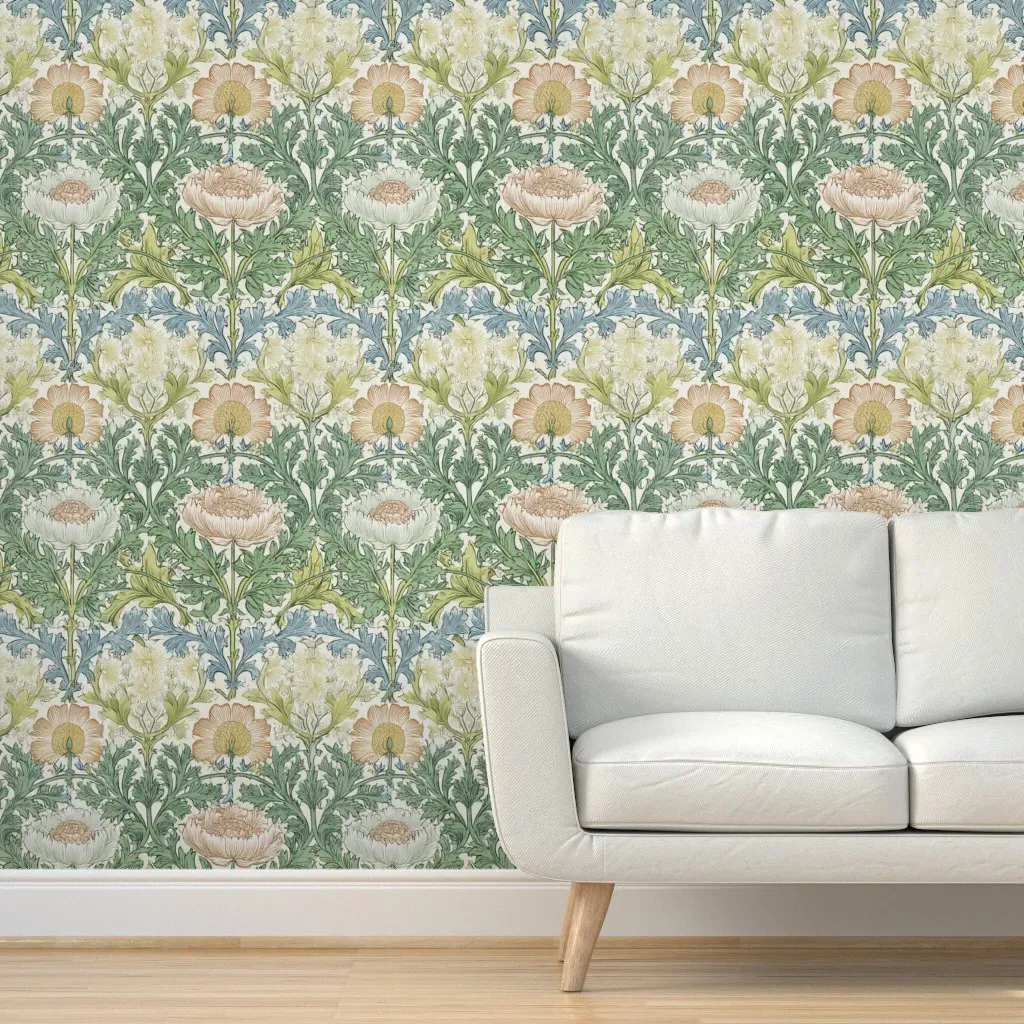 Morris Design Damask Floral Peel and Stick Wallpaper - Green product